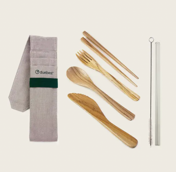 Reusable Cutlery Set + Glass Straw