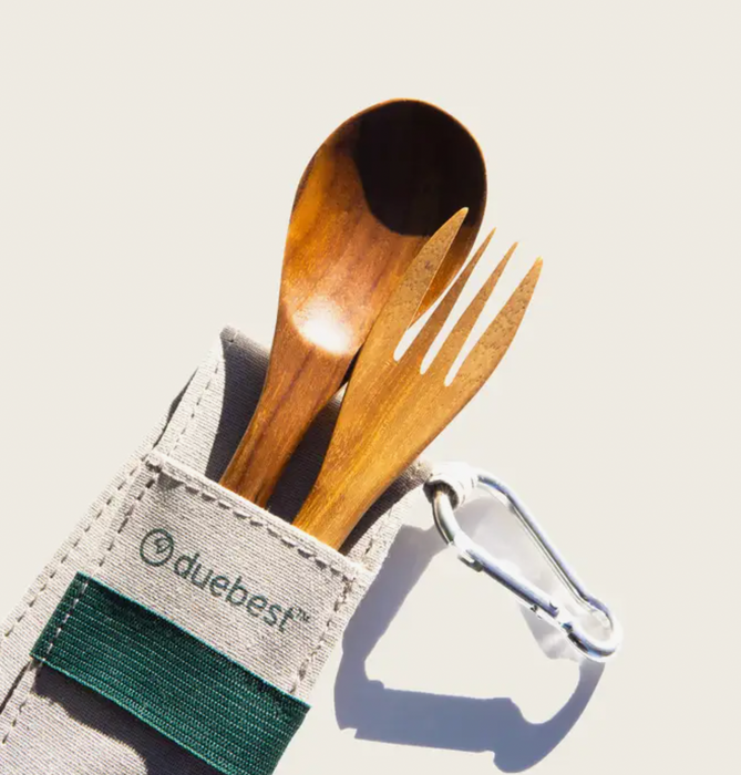 Reusable Compact Wooden Cutlery Set (Fork/Spoon