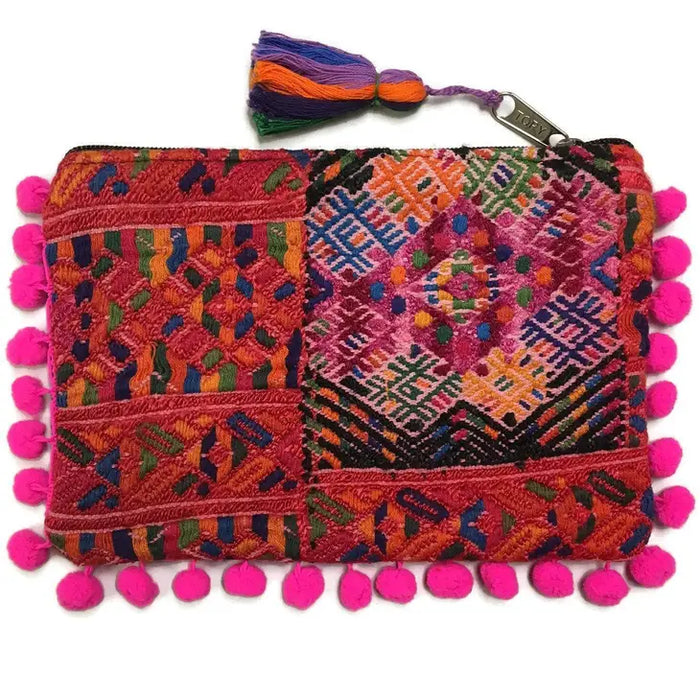 Pom Pom Maya Bag Up-cycled Huipil (Assorted Colors) - Guatemala