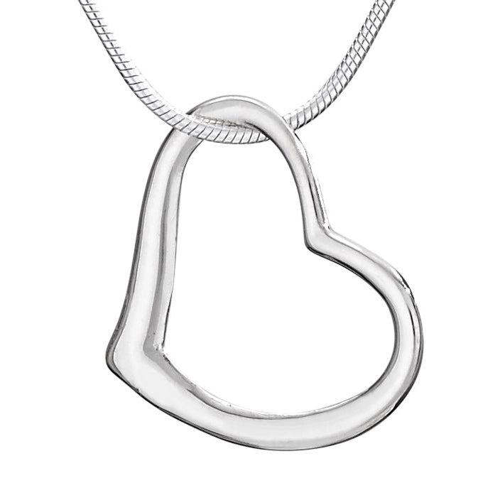 Floating Heart Sterling Silver Necklace