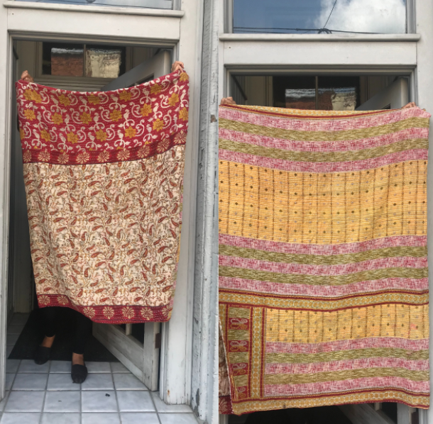Boho Sari Patchwork Quilt Yoga Mat by oldurbanfarmhouse