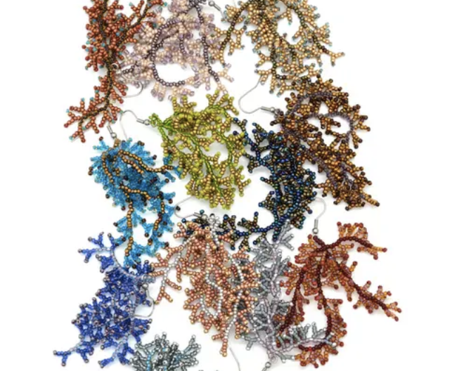 Coral Beaded Earrings